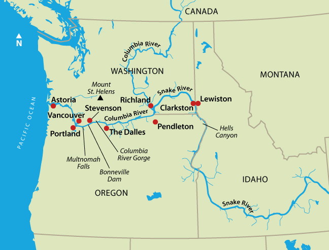 Columbia Snake Rivers Map 